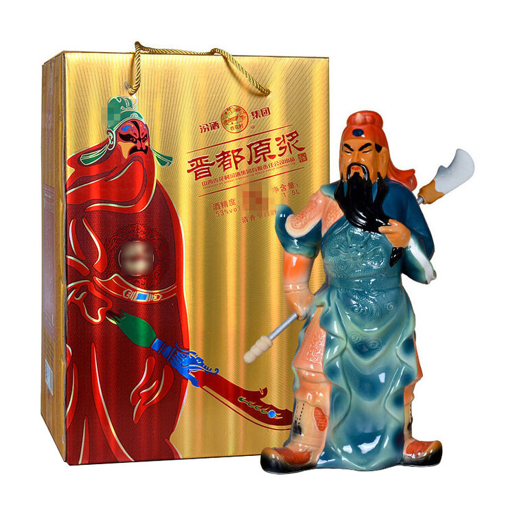 山西杏花村汾酒集团 53度1.5l白酒礼盒特价 关公