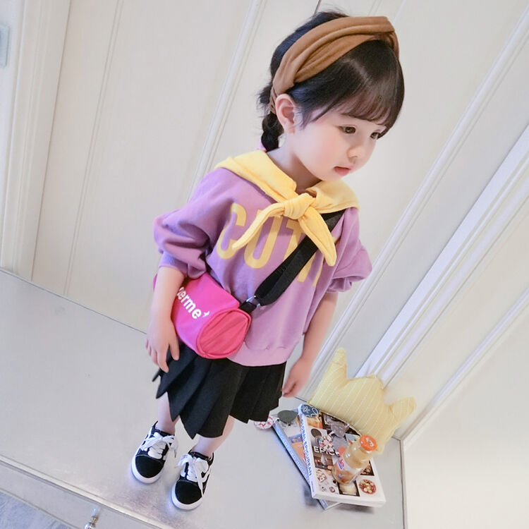 岁套头卫衣连帽女童春秋小童装2儿童女婴上衣 紫色 1码【身高约80cm】