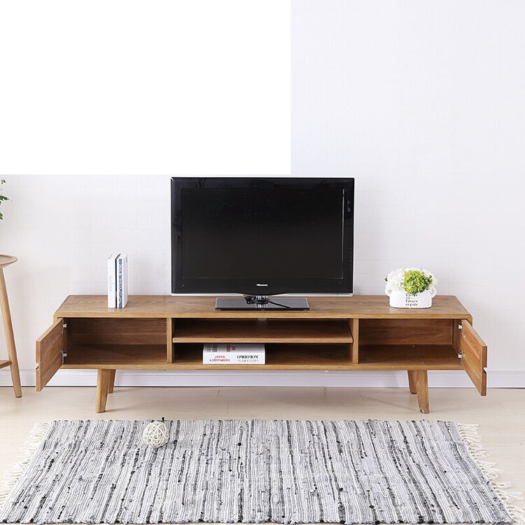 日韩式整装大小户型实木现代时尚客厅橡木高脚电视柜茶几地柜且 原木