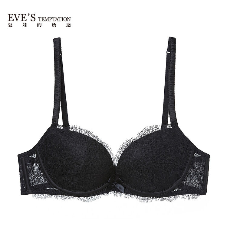 夏娃的诱惑庆典组性感聚拢文胸女士内衣 黑色 85c