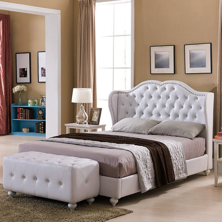 美式真皮床水晶拉扣床1.