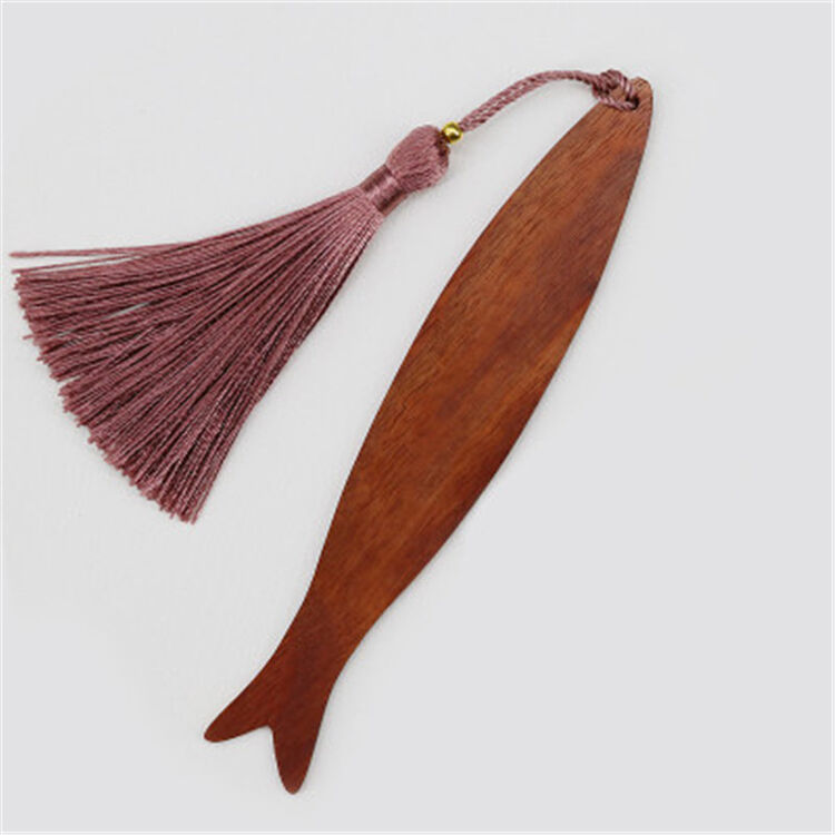 电狐 醉古风鱼笺红木中国风古典木质黑檀书签 可定制刻字 双鱼礼品 如