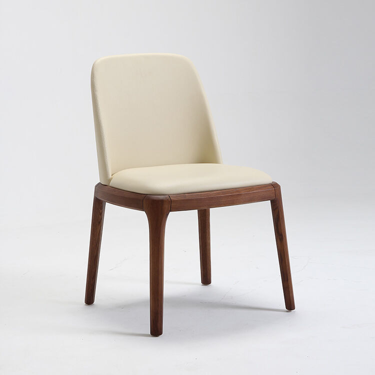 艾千实木皮艺餐椅北欧现代简约靠背椅咖啡椅酒店软包扶手椅白蜡木 无