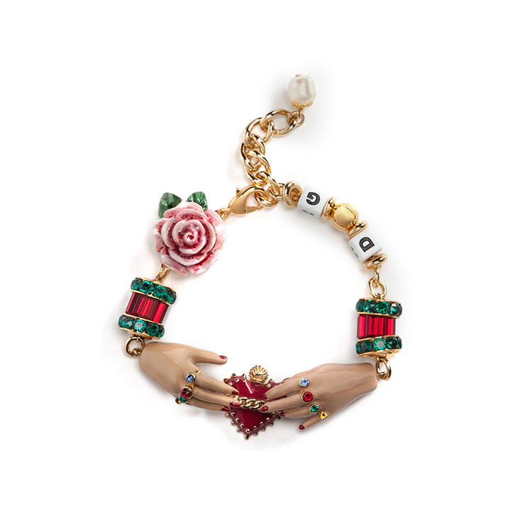 全球购 奢侈品 杜嘉班纳(d&g)女士手链 心形和手形装饰性元素 dg 滑扣