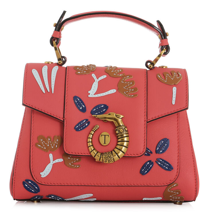trussardi杜鲁萨迪 18春夏 女士红色小牛皮革lovy系列印花迷你手提斜