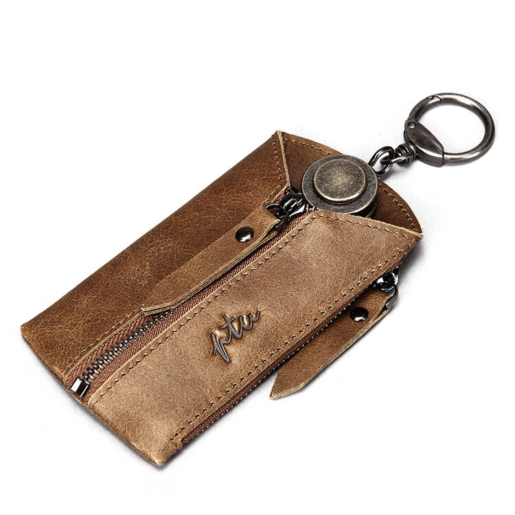 ptu 钥匙包男士 牛皮腰挂包商务休闲多功能汽车锁匙包 拉链钥匙挂包男