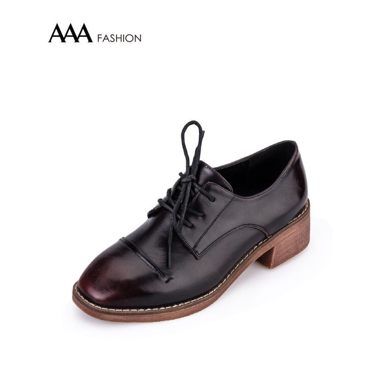 aaa 素面厚底舒适单鞋 酒红 230