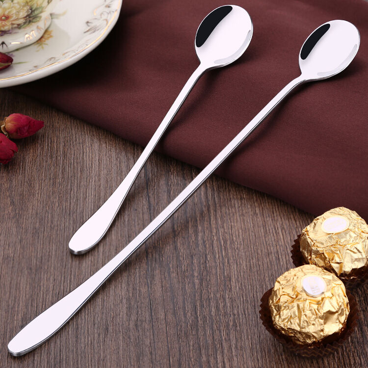 长把勺长柄勺子不锈钢调羹小勺特长柄咖啡搅拌勺创意吧勺奶茶勺子 长