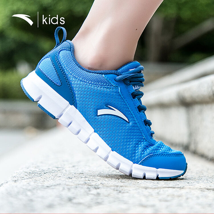 安踏童鞋男鞋2018新款夏季运动鞋大童跑步鞋休闲跑鞋男 浅军蓝/海蓝