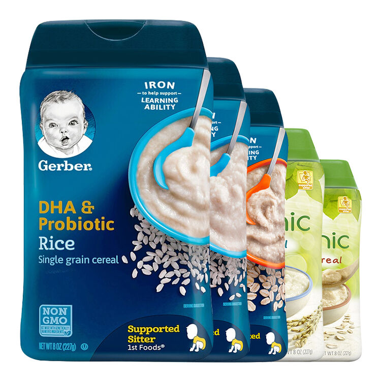 嘉宝(gerber) 嘉宝米粉 美国宝宝零食 婴儿辅食 米糊 dha原装进口婴儿