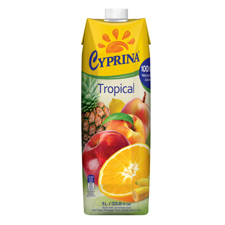 地中海塞浦路斯进口 爱塞浦丽娜（Cyprina）热带果汁 1L*4瓶 果汁饮料 整箱 光明服务菜管家商品 
