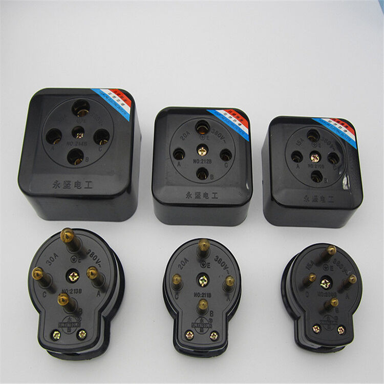 永坚三相四线插头插座 15a 20a 30a大功率四孔圆工业插座380v 15a插座