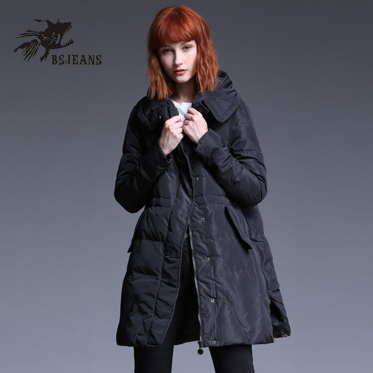 小魔鱼女装中长款连帽羽绒服冬款保暖加厚斗篷女羽绒服韩版601959