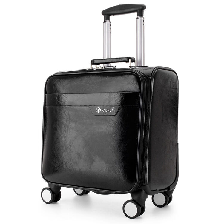 商务拉杆箱男士18寸登机箱万向轮皮箱行李箱旅行箱子手提密码箱 油皮