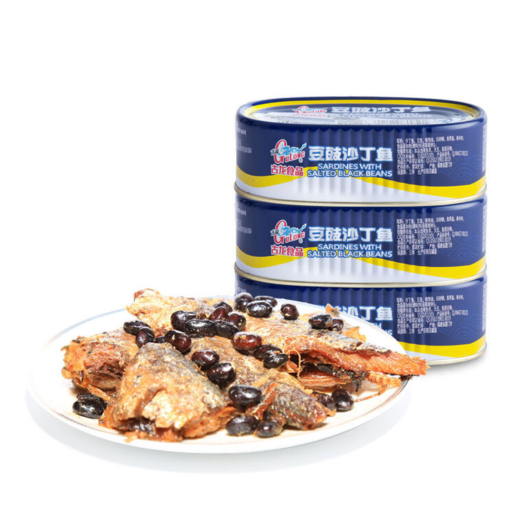 古龙 豆豉沙丁鱼罐头 156g*3罐