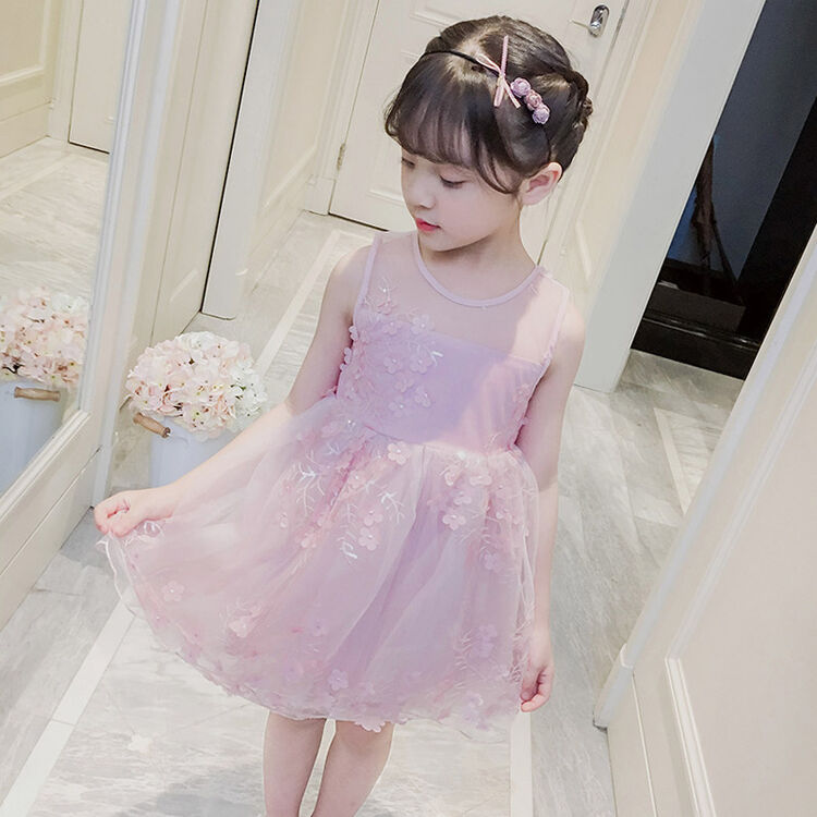 女童连衣裙春装2018新款小女孩韩版无袖裙子洋气网纱裙夏季公主裙