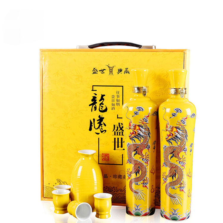今来福龙腾盛世 陶艺彩绘58度高度浓香型白酒珍藏原浆750ml*2 安徽