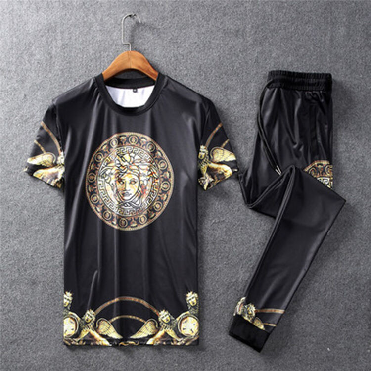 夏季短袖t恤男美杜莎圆领半袖青年休闲运动套装胖子大号半袖体恤 1881