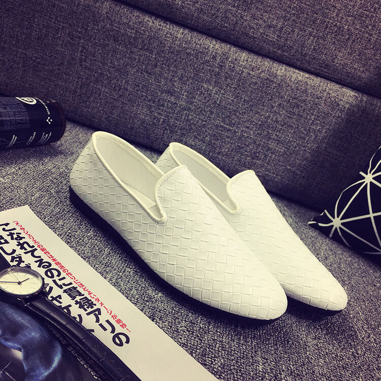 白色男士豆豆鞋夏季林弯弯潮鞋懒人休闲皮鞋潮男鞋子dd 白色 39