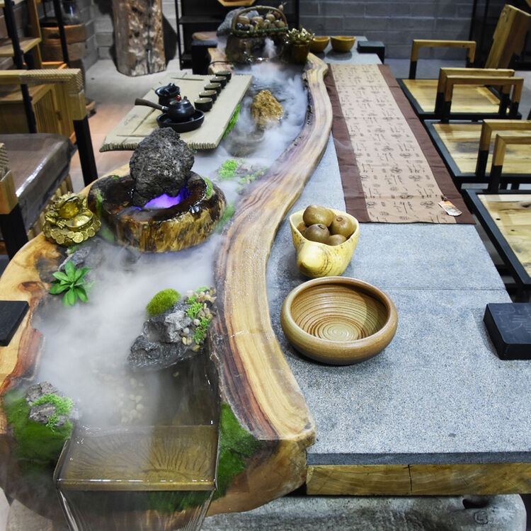 宫诺(goognuo)时尚 流水茶台禅意功夫茶几茶桌椅组合香樟木简约现代