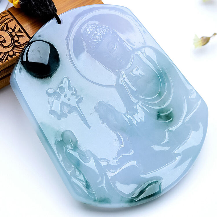 xz2596果敢翡翠 飘花翡翠佛牌玉石玉佛玉牌吊坠玉坠挂件