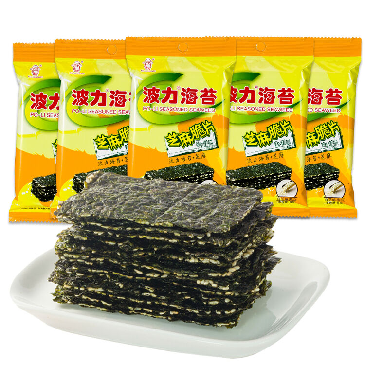 波力(poli) 波力海苔-芝麻脆片8gx12包 海苔即食儿童办公室零食