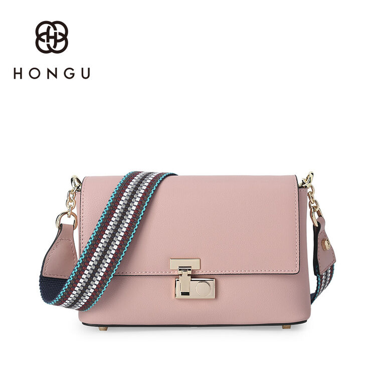 红谷(hongu)女士包包简约牛皮小方包斜跨女包时尚休闲单肩包 h5120885