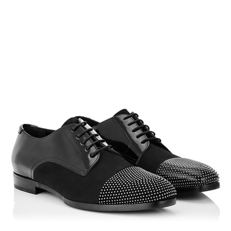 尚品全城球购 周仰杰jimmychoo男运动鞋 男士新款黑色小牛皮皮鞋penn