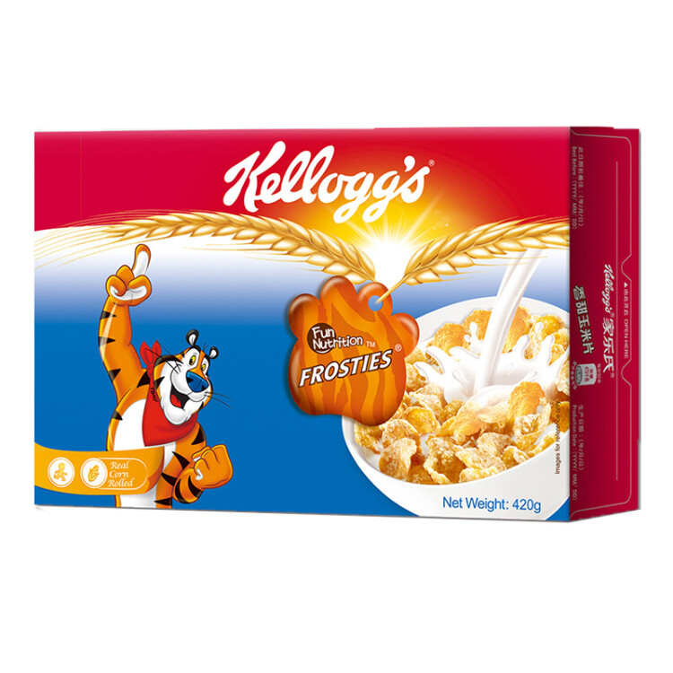 家樂氏（Kellogg’s）進口食品香甜玉米片420g  兒童營養早餐谷物麥片沖飲即食麥片