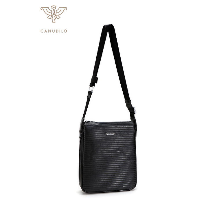 卡奴迪路canudilo 条纹车线斜挎包 黑色 均码