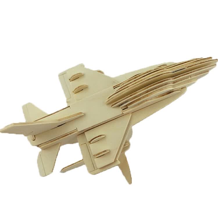四联木制拼图名车模型儿童益智仿真玩具3d木质手工装饰品 f16战斗机