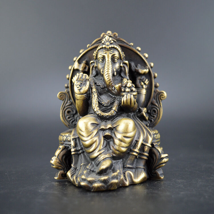 珍尚源纯铜黄铜古玩收藏青铜器象财神客厅办公室仿古工艺礼品摆件