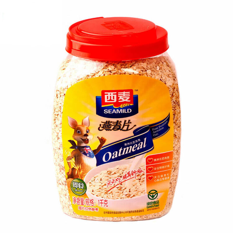 西麦 燕麦片1000g桶装原味即食免煮膳食纤维谷物代餐早餐 原味
