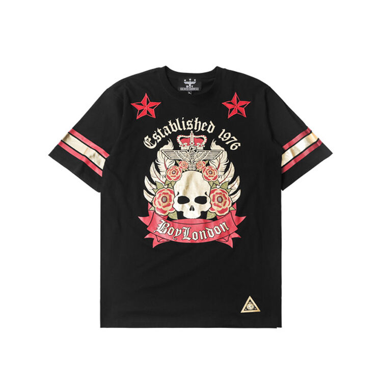 全球购 boy london 韩国潮牌 骷髅头皇冠短袖t恤 18年春夏新款 黑色金