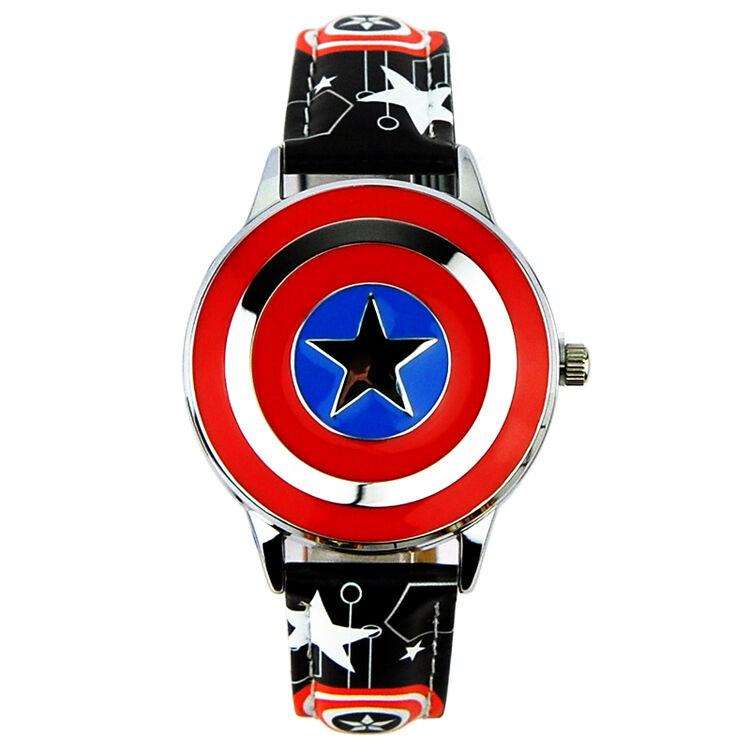 迪士尼(disney)漫威系列儿童手表 翻盖皮带石英表男孩手表 小学生手表