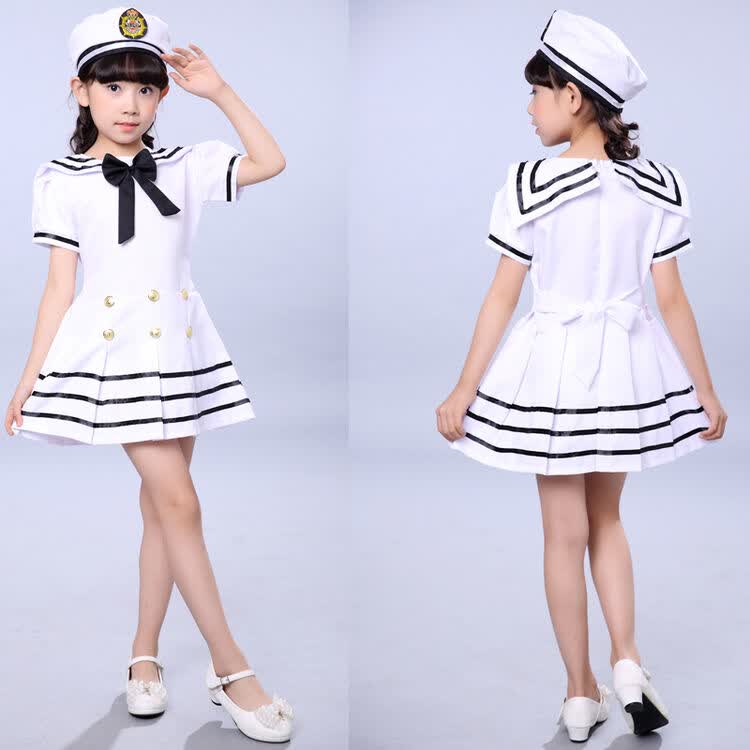 儿童合唱服军装表演服饰男女童小海军服装幼儿舞蹈演出服套装lq 女款