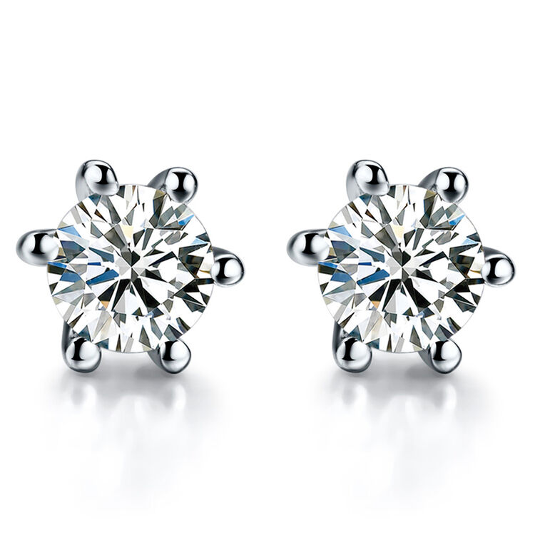 爱度doido钻石耳钉pt950铂金10分钻石耳饰经典六爪