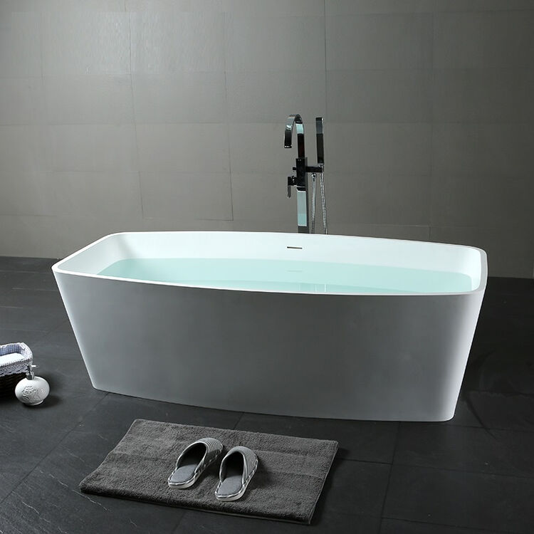 洗澡池陶瓷洗浴盆欧式浴缸家用独立式人造石泡澡盆 铝质石哑光 ≈1.7m