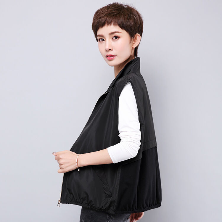 猫莉2018春季韩版女式薄款马甲黑色春秋宽松百搭背心坎肩短款马夹