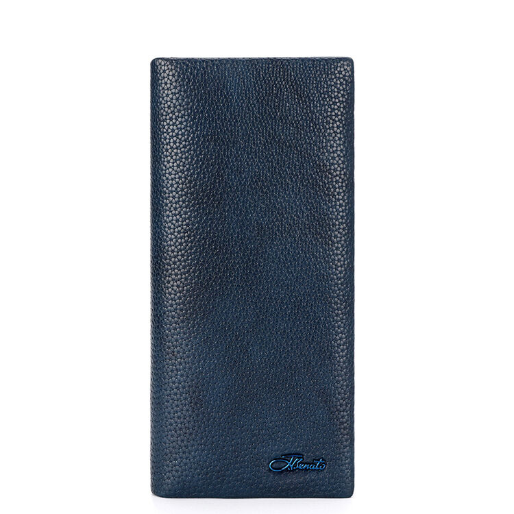 宾度(jbenato)长款钱包男款头层蓝彩花牛皮手拿包时尚多卡位手抓包