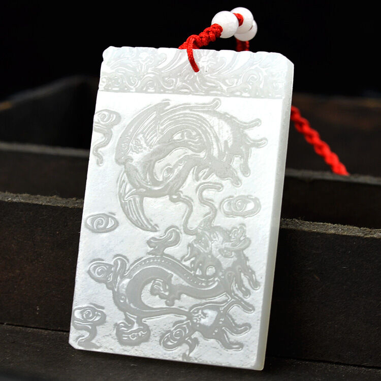 迈姿【赠送证书】阿富汗白玉龙凤玉牌吊坠龙凤呈祥玉挂件092018