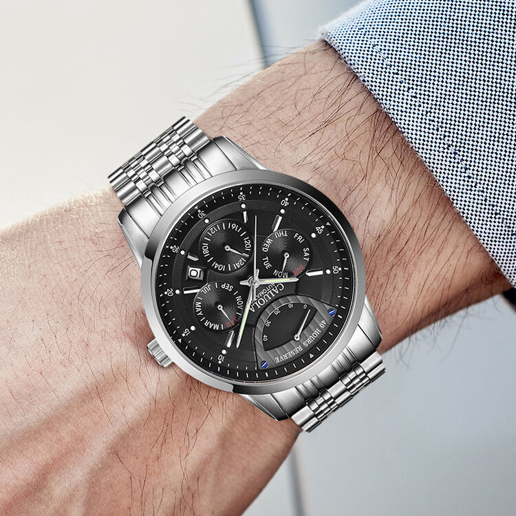 卡罗莱(caluola)全自动机械表男士手表时尚多功能防水六针男表个性