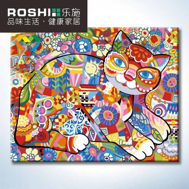 手绘壁画数字油画挂画简约彩画风景画卡通画油彩卡通装饰画家居