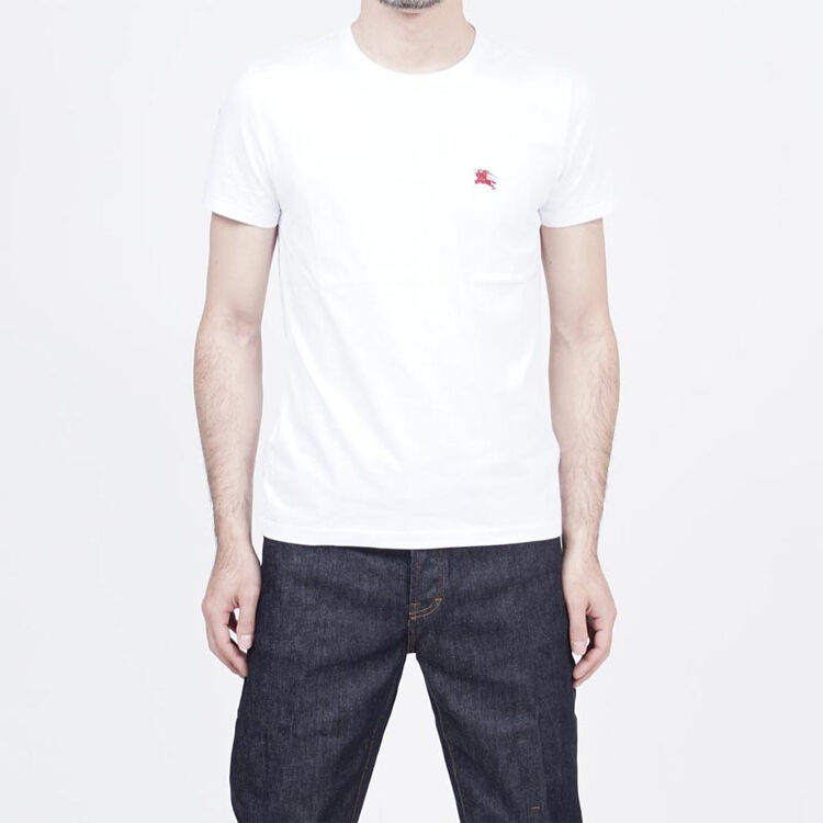 burberry 巴宝莉 春夏新品 男士上衣 棉质红标圆领短袖t恤衫 白色 xxl