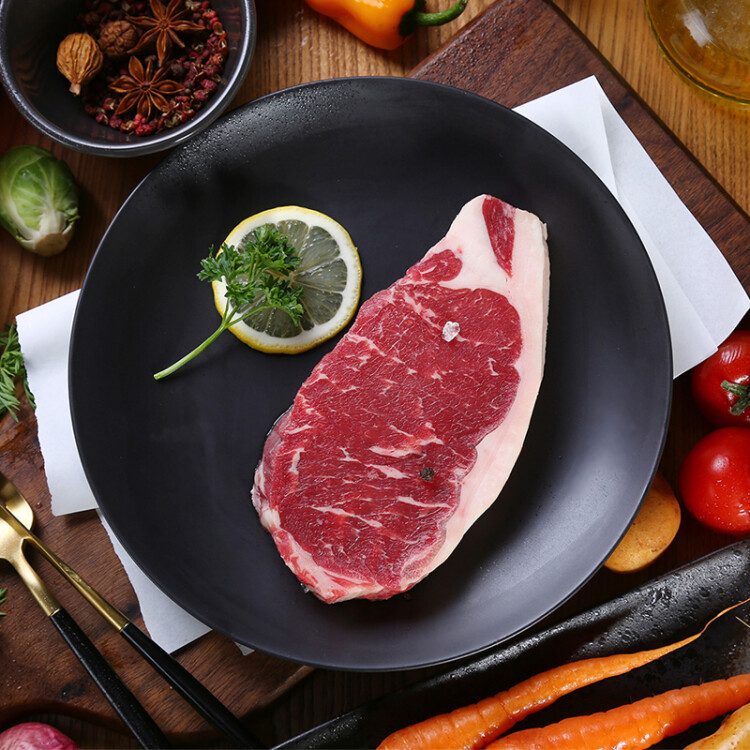 澳洲谷饲安格斯西冷牛排 200g 原切牛排 烧烤 烤肉 生鲜牛肉 光明服务菜管家商品 