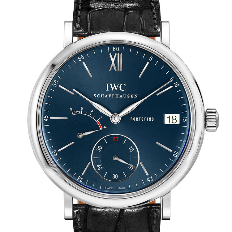 瑞士万国iwc手表柏涛菲诺系列大表盘自动机械表 蓝盘 黑带 iw510106