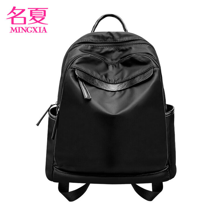 夏尼牛津帆布书包学生背包2018新款韩版校园甜甜圈森系双肩包女 黑色