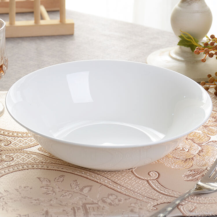 中式家用骨瓷大碗9英寸汤碗面碗大瓷碗面碗大号陶瓷大汤碗可微波 纯白