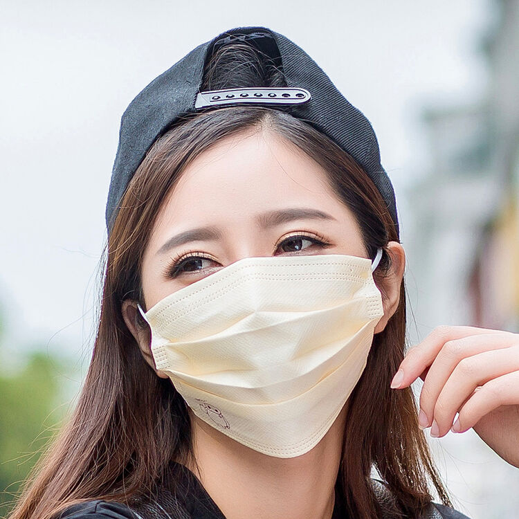 耀点100 霾立净pm2.5一次性防晒透气口罩 大白(3片装) 米黄色