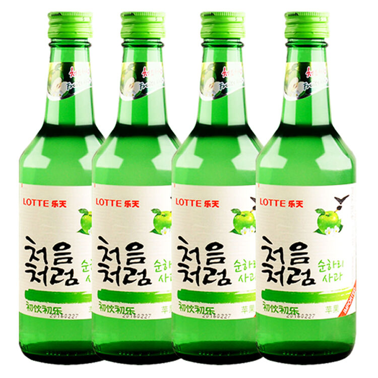 乐天(lotte)烧酒 初饮初乐12°苹果味 360ml*4瓶